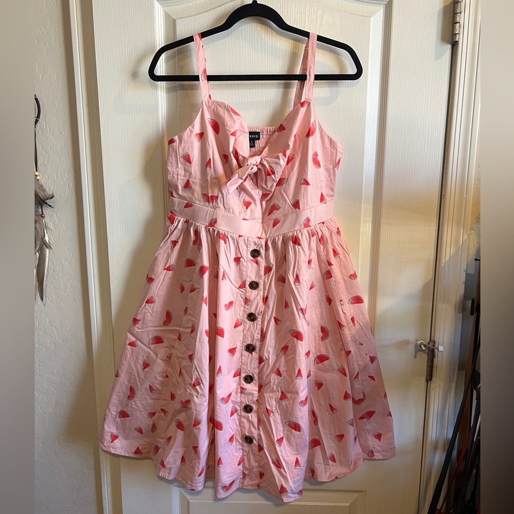 Fit & Flare Keyhole Watermelon Print Dress